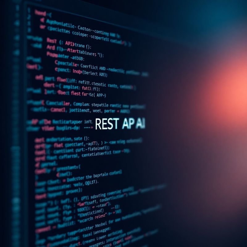 Uređivač koda s istaknutim REST API endpointom u teal shemi