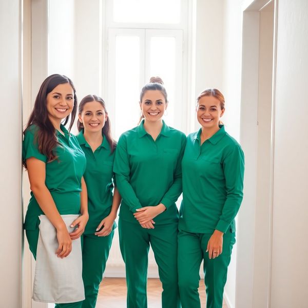 Tim Ekonometrikafa u emerald zelenim uniformama u hodniku varaždinskog stana
